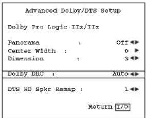 CAMBRIDGE AZUR 651R - Réglages avancés Dolby/DTS - 1