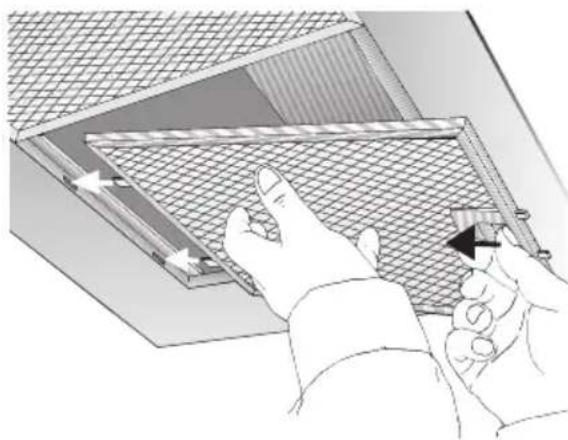 VIVA VVA92E250 - Removing and inserting the metal grease filters: - 1