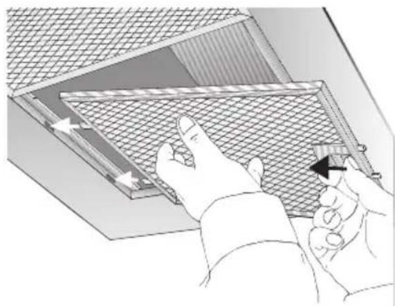 VIVA VVA92E160 - Removing and inserting the metal grease filters: - 1