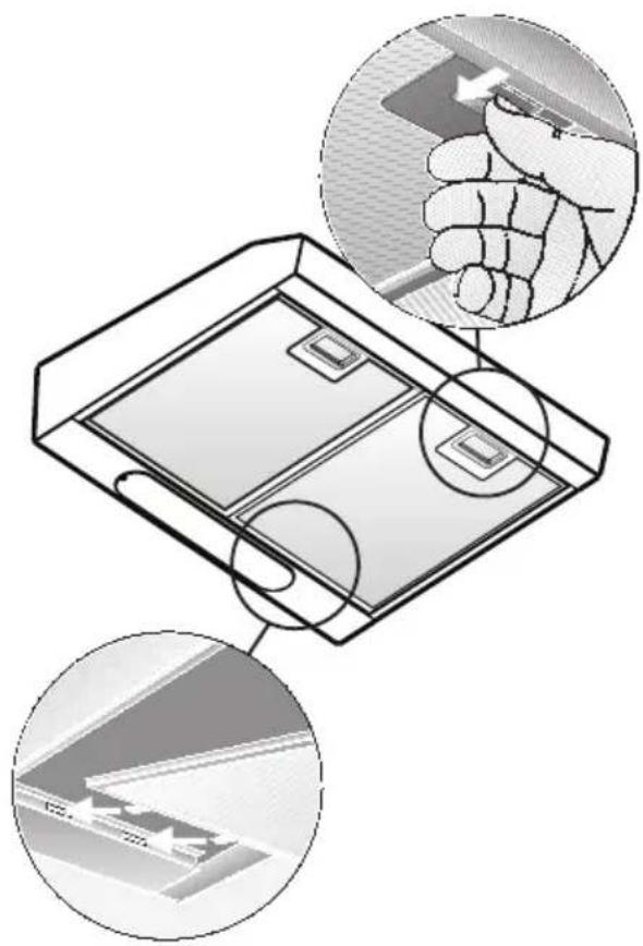 VIVA VVA62U150 - Removing and inserting the metal grease filters: - 1