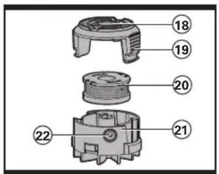 Technical diagram of a mechanical component with numbered parts labeled 18 to 22