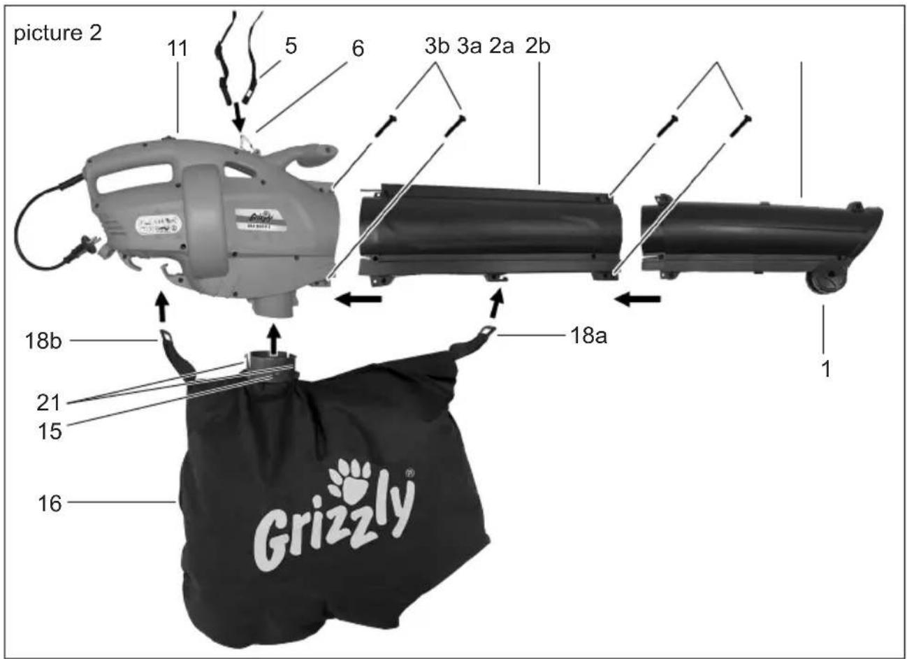 Grizzly ELS 2614 E - Fitting the blower/suction tube - 1