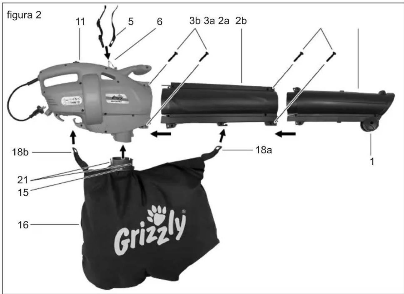 Grizzly ELS 2614 E - Montar el tubo de soplado/aspiración - 1