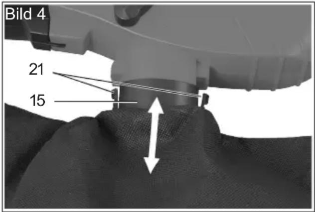 Grizzly ELS 2614 E - Fangsack entleeren (Bild 4): - 2