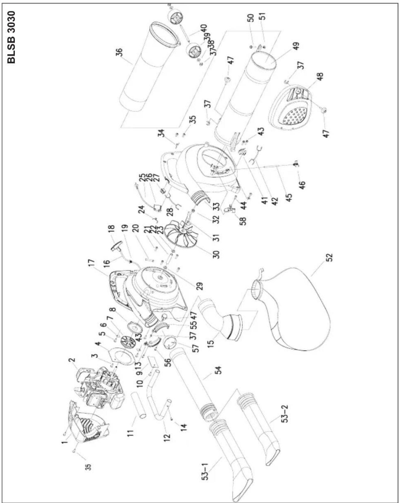Grizzly BLSB 3030 - Explosionszeichnung • Vue éclatée Vista particolari smontati • Rysunek samorozwijający Rozvinuté náčrtky • Rozvinutý výkres Explosietekening • Exploded Drawing • Trimatis vaizdas - 1