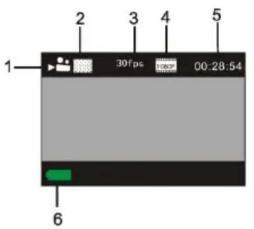 Sunstech ACTIONCAM10 - Pantalla en modo grabación - 1