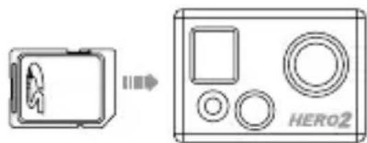 GOPRO HD HERO2 - Pour insérer une carte SD : Pour retirer une carte SD : - 1