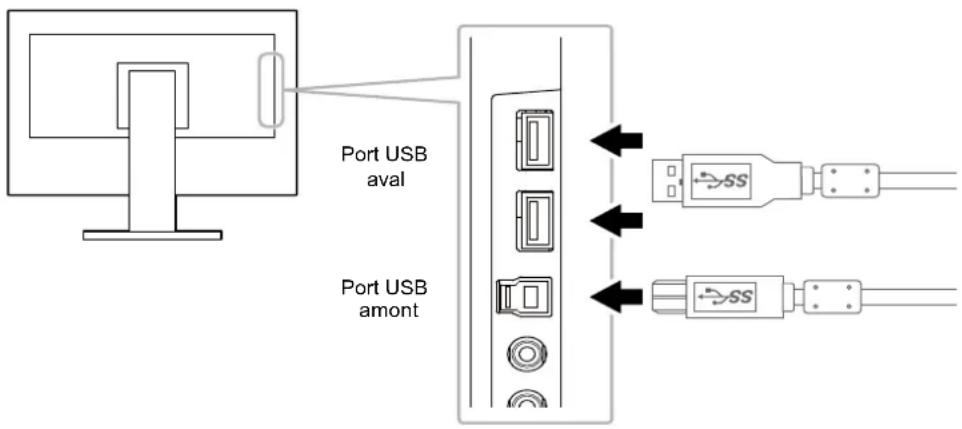 EIZO FlexScan EV2451 - Procédure de branchement (Configuration de la fonction USB) - 1