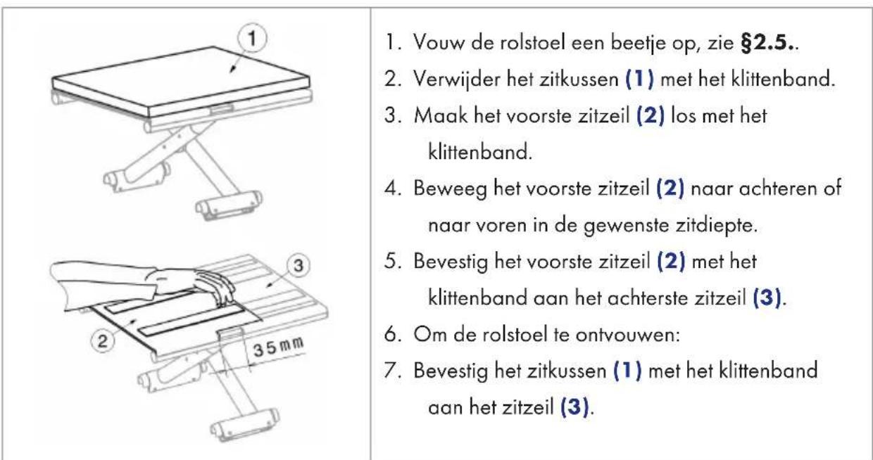 Vermeiren D200 - De zitdiepte aanpassen (indien van toepassing) - 1