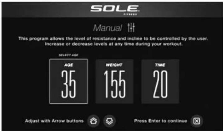 Sole Fitness E95 - Programme MANUEL - 1