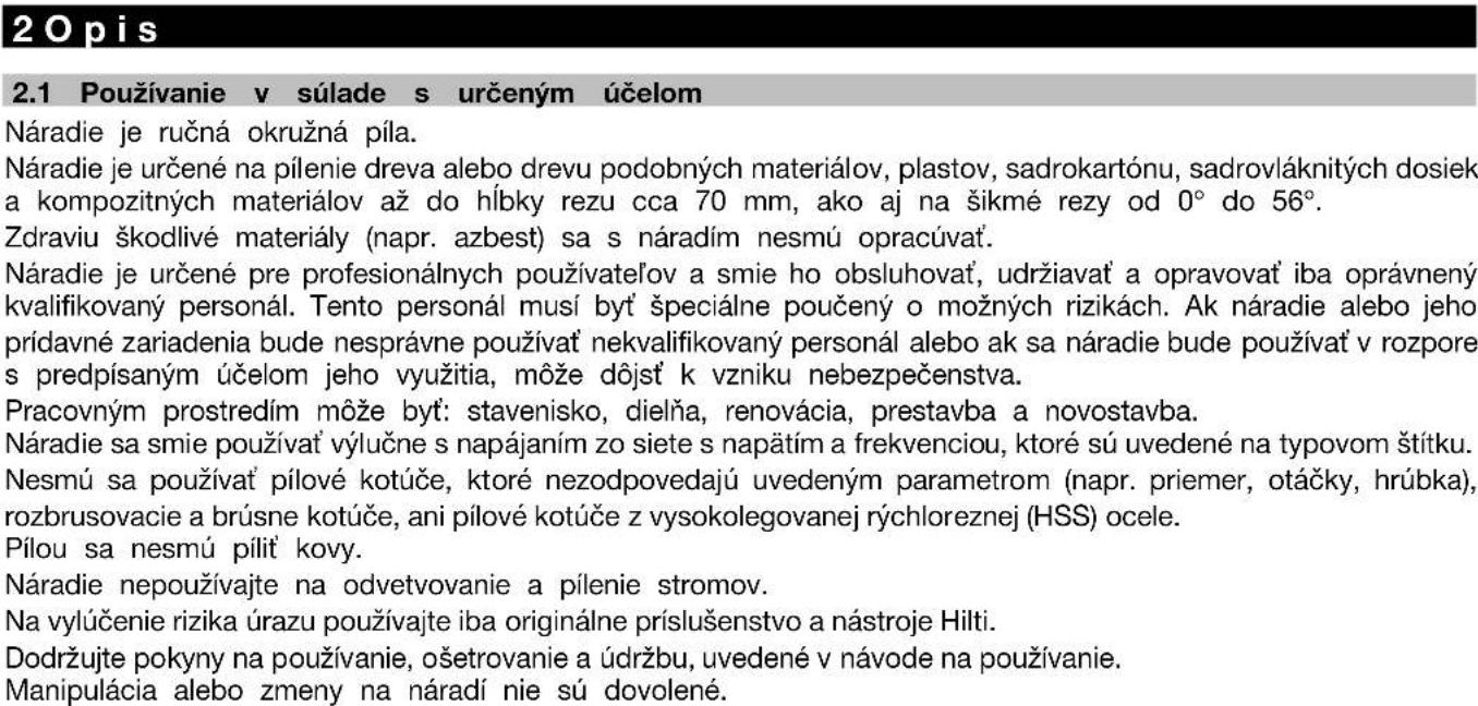 HILTI SCW 70 - UPOZORNENIE - 2