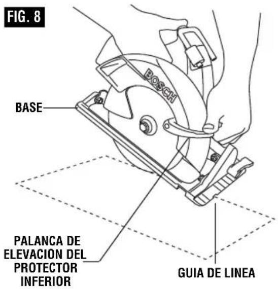 FIG. 8 BASE PALANCA DE ELEVACIÓN DEL PROTECTOR INFERIOR GUÍA DE LÍNEA