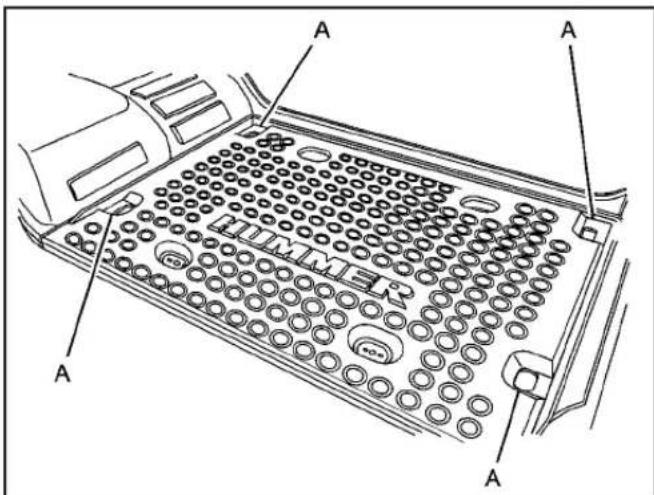 Hummer H2 (2009) - Orifices d'évacuation de plancher du compartment utilitaire - 1