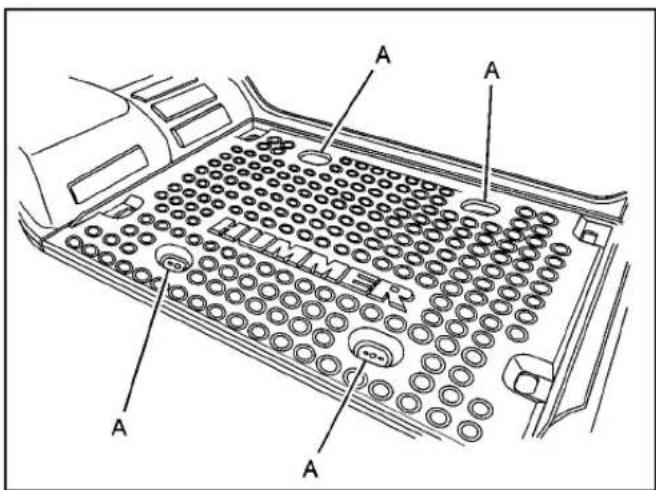 Hummer H2 (2009) - Points d'arrimage de l'espace utilisé (SUT) - 1