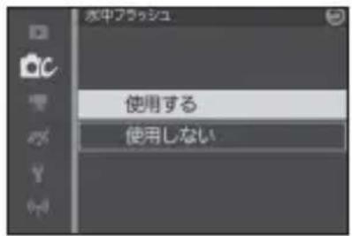 水中フラッシュ 使用する 使用しない