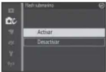 Flash submersible Activar Desactivar