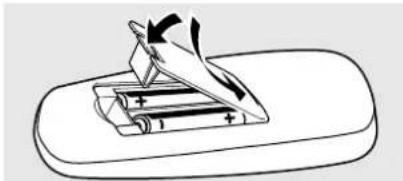 PHILIPS FWC355 - Installation des piles dans la télécommande - 1