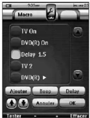 Macro TV On DVD(R) On Delay 1.5 TV 2 DVD(R) Alouter Beep Delay Annuler OK Tester -Effacer