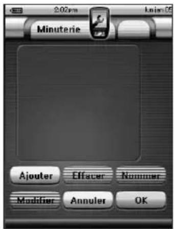202pm Junion 05 Minuterie Ajouter Effacer Nommer Modifier Annuler OK
