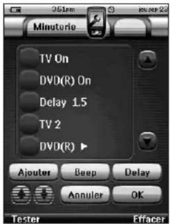 051pm Minuterle TV On DVD(R) On Delay 1.5 TV 2 DVD(R) Ajouter Beep Delay Annuler OK Tester Effacer