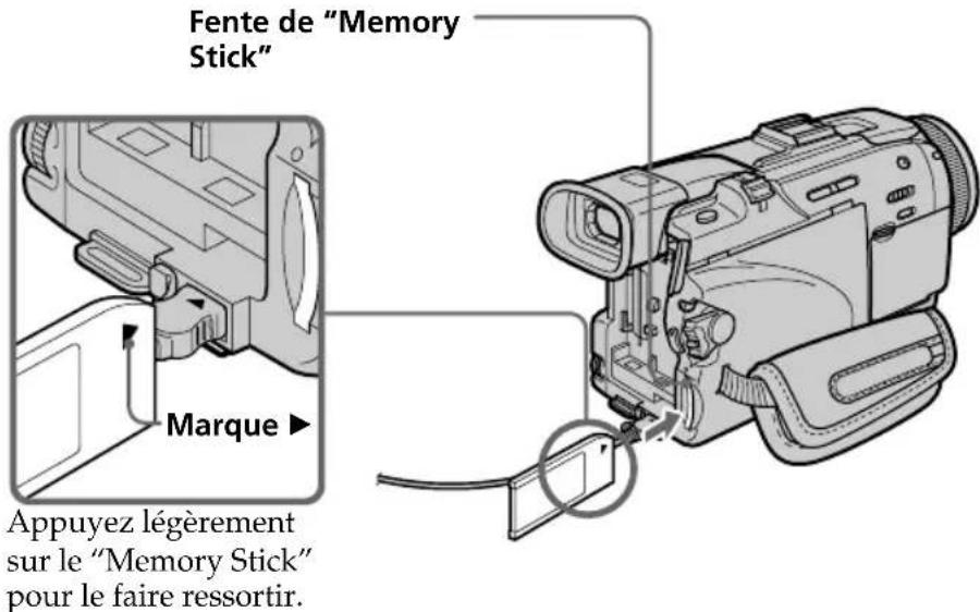 SONY DCRTRV40E - Insertion d'un "Memory Stick" (p. 151) - 1
