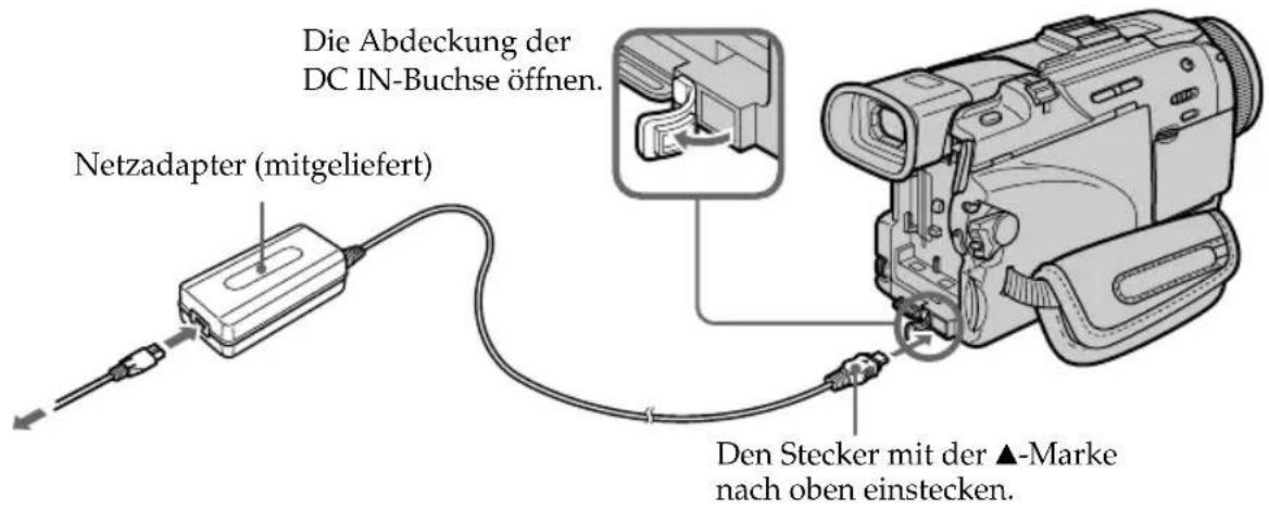 SONY DCRTRV40E - Anschluss des Netzkabels (Seite 29) - 1