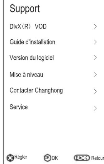 CHANGHONG LED40D1100ISX - Configuration du menu support - 2