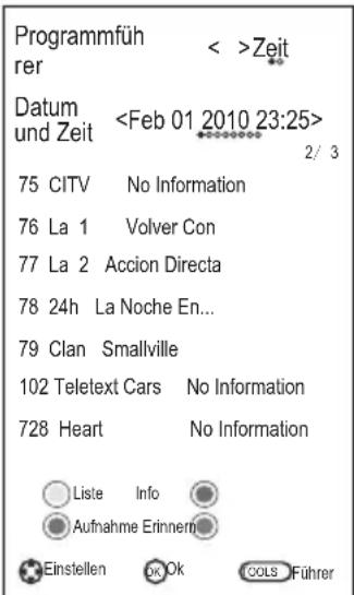 CHANGHONG LED40D1100ISX - Programme Guide (im DTV-Modus) - 1