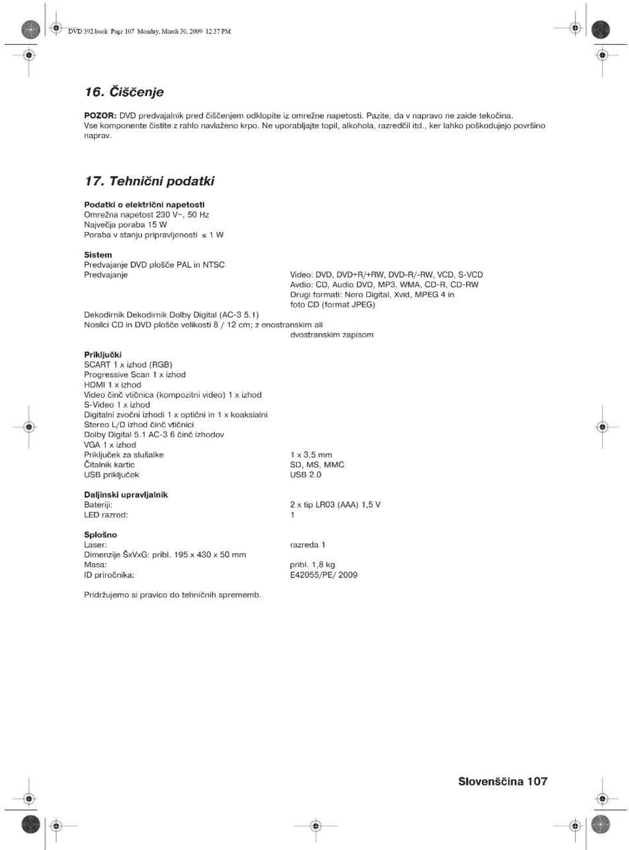Tevion DVD 392 - Odpravljanje težav - 1
