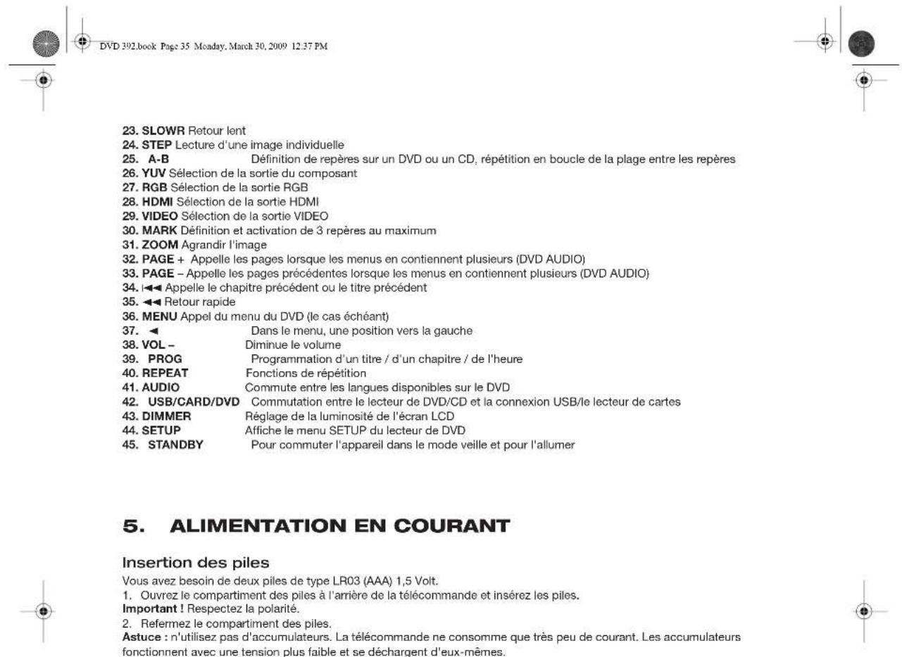 Tevion DVD 392 - APERÇU DE L'APPAREIL - 8