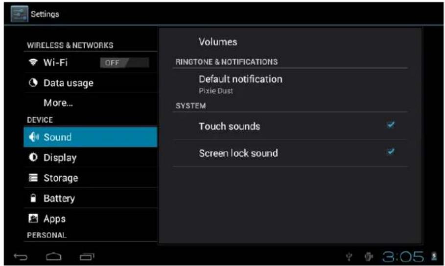 Leotec LPad Cosmos II LETAB805 - Silent mode, Volume, Notification ringtone, Audible selection, Screen lock sounds, - 1