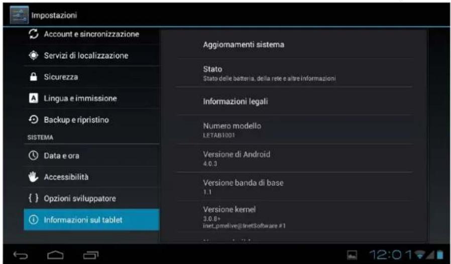 Leotec LPad Quasar LETAB704 - Informazioni sul Tablet: fornisce informazioni sul Tablet ed il sistema operativo. - 1