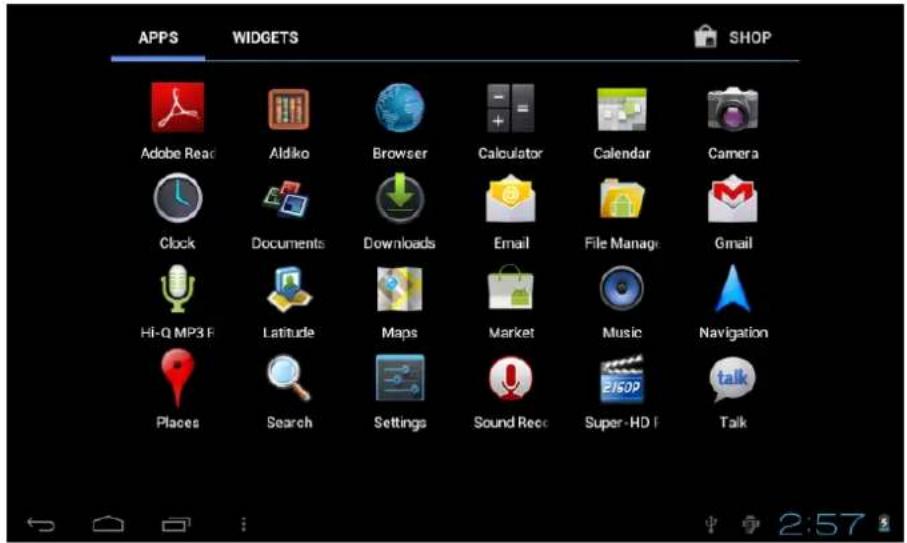 Leotec LPad Quasar LETAB704 - Accessing the area of applications and widgets you can manage the main interface icons: - 1