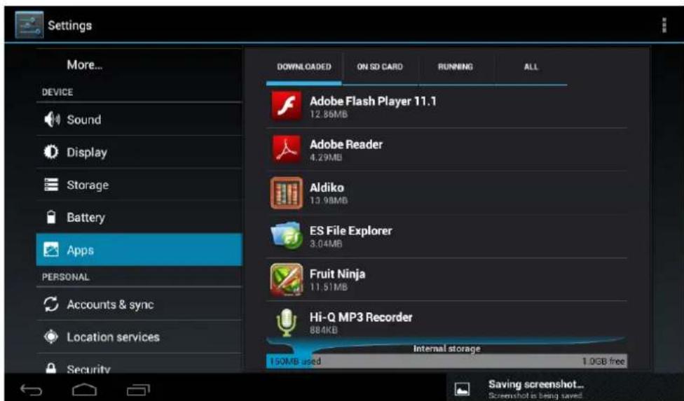 Leotec LPad Nova II LETAB1009 - Applications: Displays applications downloaded to main memory or the memory card (SD) as well as the currently running applications. - 1