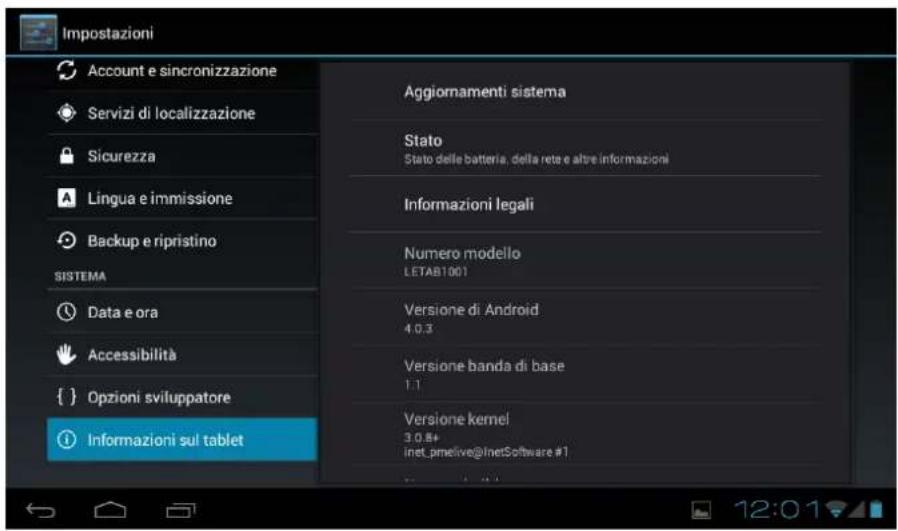 Leotec LPad Nova II LETAB1007 - Informazioni sul Tablet: fornisce informazioni sul Tablet ed ilsystema operativo. - 1