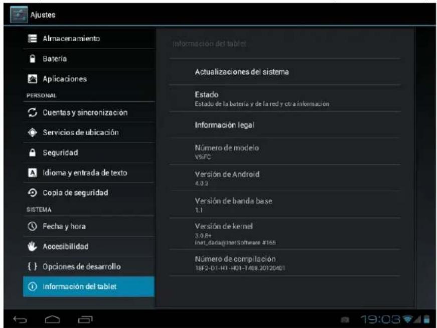 Leotec LPad Nova LETAB1006 - Acerca del aparato: Muestra informacion acerca de la Tablet y delsysteme operativo. - 1