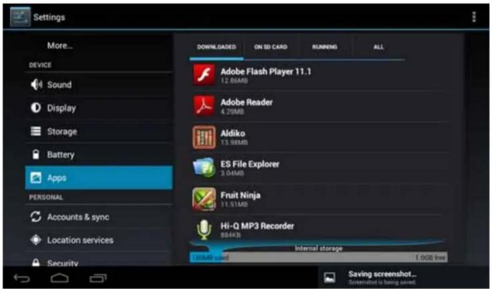 Leotec LPad Universe LETAB1003 - Applications: Displays applications downloaded to main memory or the memory card (SD) as well as the currently running applications. - 1
