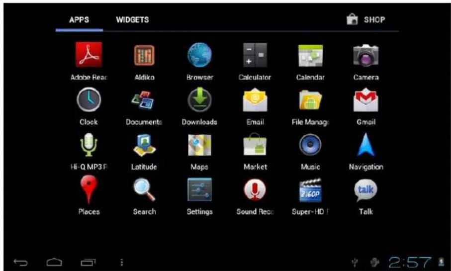Leotec LPad Quantum S 8 LETAB908 - Accessing the area of applications and widgets you can manage the main interface icons: - 1