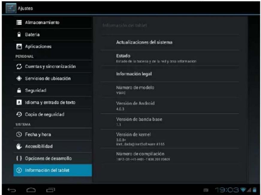 Leotec LPad Polar LETAB907 - Acerca del aparato: Muestra informacion acerca de la Tablet y delsysteme operativo. - 1