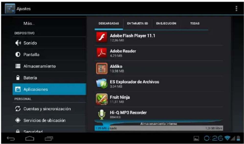 Leotec LPad Polar LETAB907 - Aplicaciones: Muestra las aplicaciones descargadas en la memoria principal o en la ampliación (tarjeta SD), como las aplicaciones en ejaculation. - 1