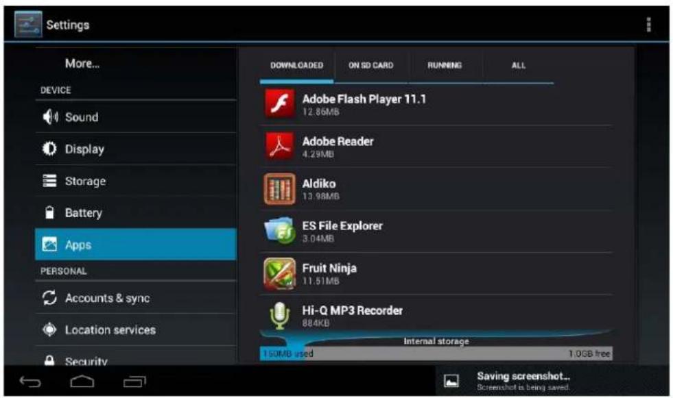 Leotec LPad Nebula LETAB905 - Applications: Displays applications downloaded to main memory or the memory card (SD) as well as the currently running applications. - 1