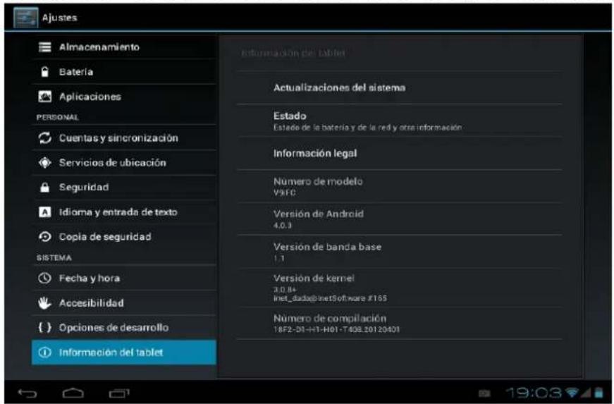 Leotec LPad Quantum S LETAB906 - Acerca del aparato: Muestra informacion acerca de la Tablet y delsysteme operativo. - 1