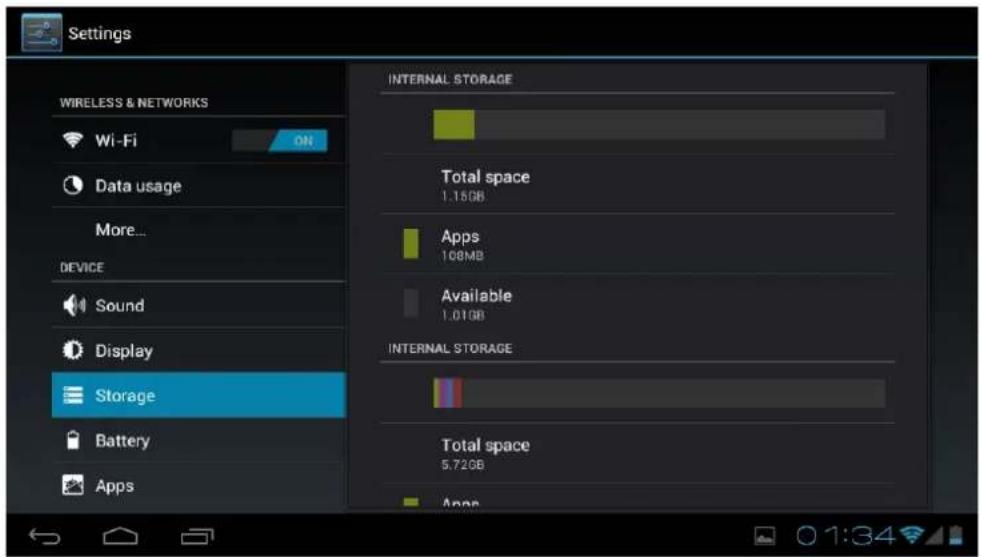 Leotec LPad Quantum S LETAB906 - Storage: Shows the memory usage in the different storage media - 1