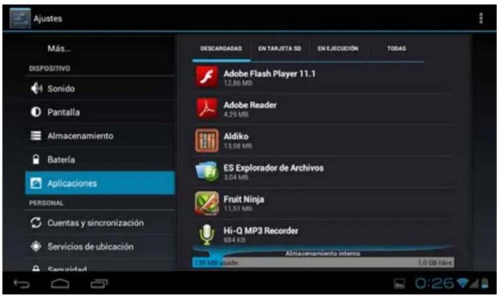 Leotec LPad Comet LETAB901 - Aplicaciones: Muestra las aplicaciones descargadas en la memoria principal o en la ampliación (tarjeta SD), como las aplicaciones enexecution. - 1