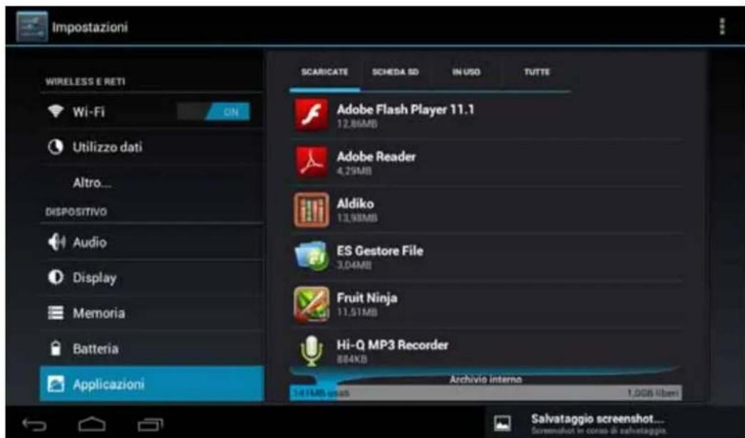 Leotec LPad Comet LETAB901 - Applicazioni:在哪 le applicazioni scaricate nella memoria principale o in quella d'espansione (scheda SD),osi come le applicazioni in esecuzione. - 1