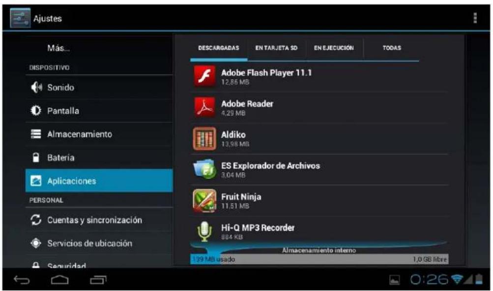 Leotec LPad Aurora LETAB903 - Aplicaciones: Muestra las aplicaciones descargadas en la memoria principal o en la ampliación (tarjeta SD), como las aplicaciones enexecution. - 1