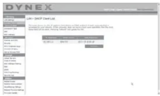 Dynex DXWGRTR - Viendo la Paging de la lista de clientes DHCP - 1