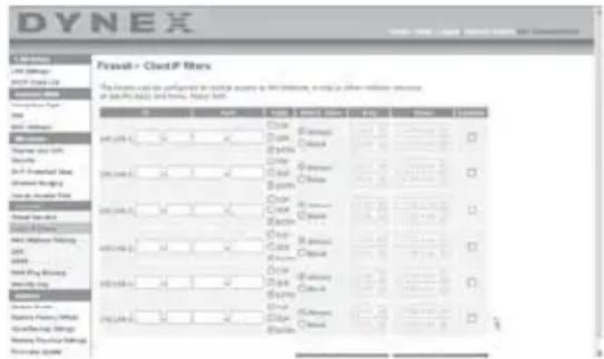 Dynex DXWGRTR - Configurando los filtros IP de clientes - 1