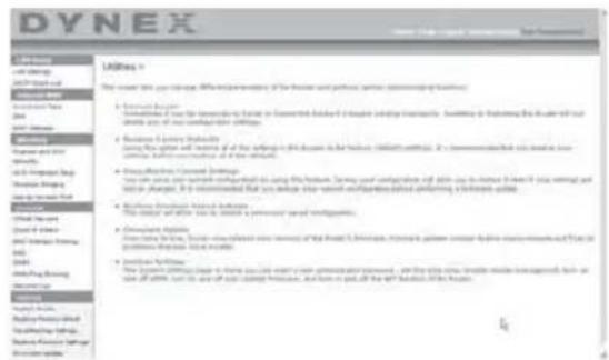 Dynex DXWGRTR - Onglet Utilities (Utilitaires) - 1