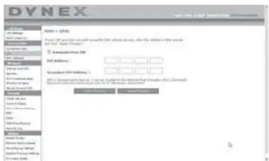 Dynex DXWGRTR - Configurando los ajustes personalizados de Domain Name Server (DNS, Servidor de nombres de dominio) - 1